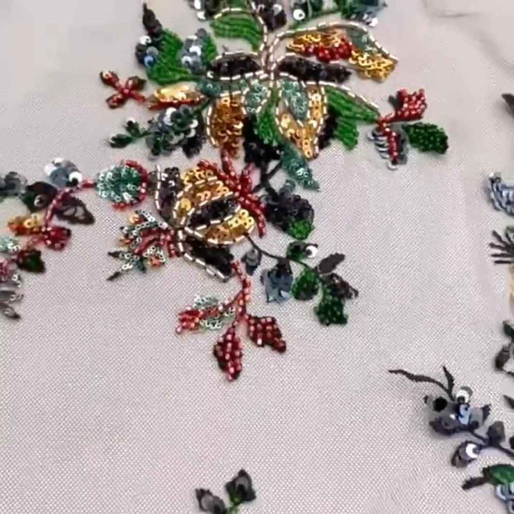 5 Yards Multi-Colored Beaded Lace Fabric XD001