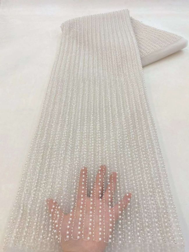 5 Yards Beaded Lace Fabric JJ090