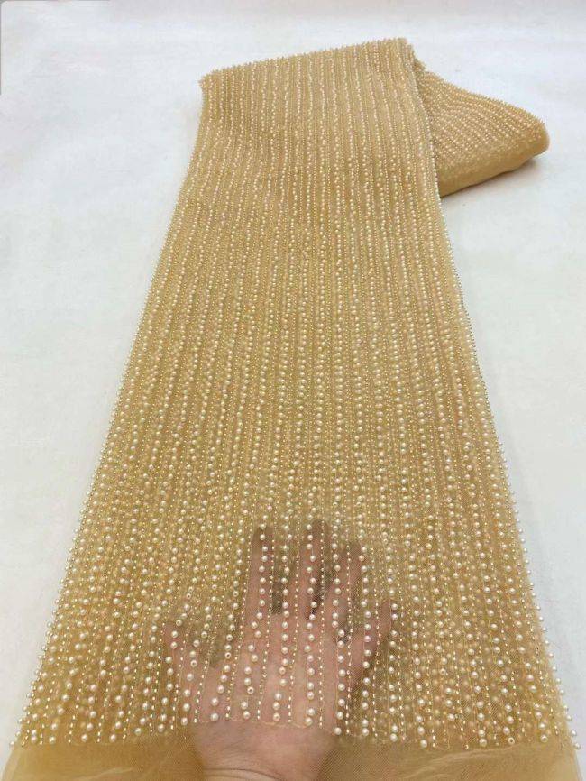 5 Yards Beaded Lace Fabric JJ090