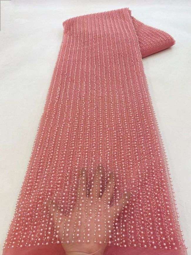 5 Yards Beaded Lace Fabric JJ090