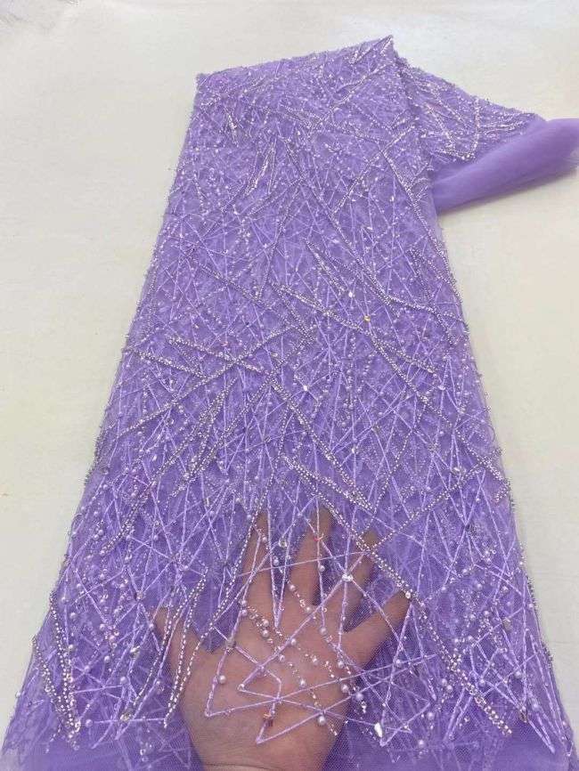5 Yards Beaded Lace Fabric JJ084