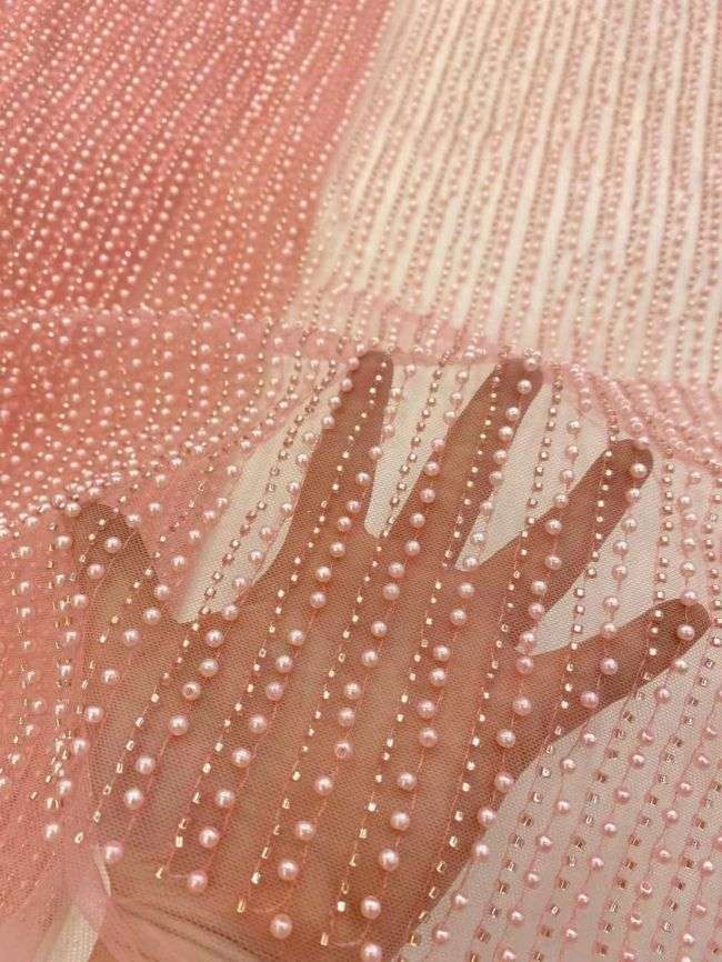 5 Yards Beaded Lace Fabric JJ090