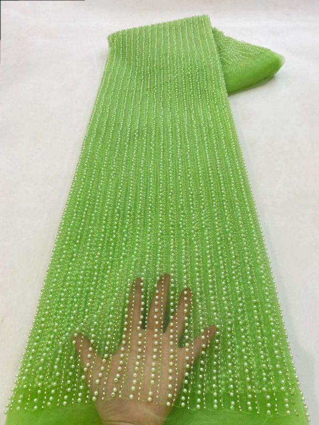 5 Yards Beaded Lace Fabric JJ090