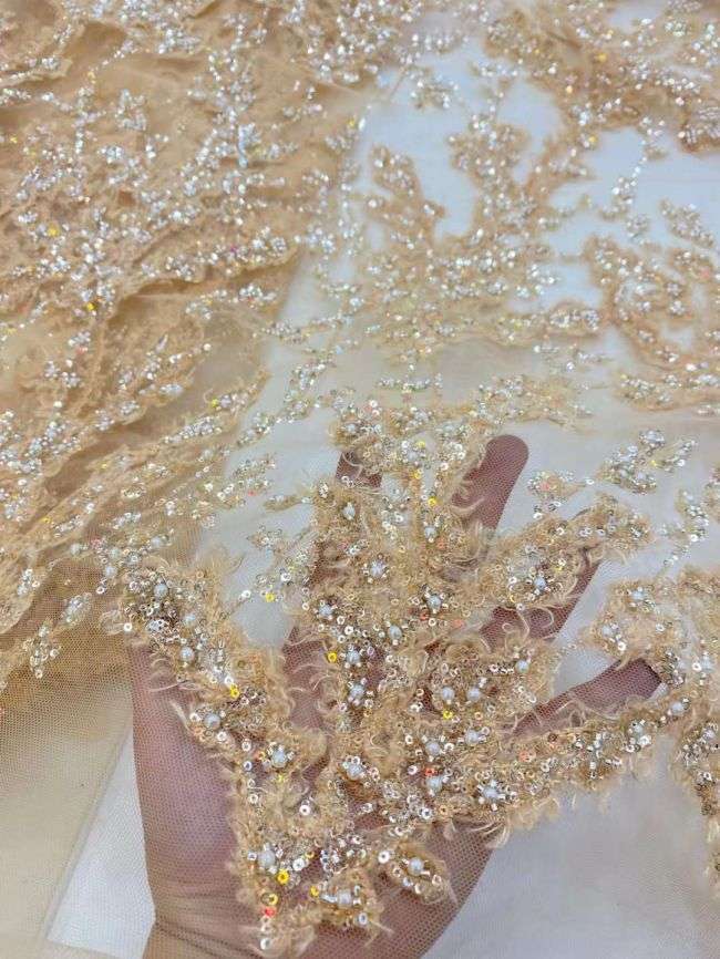 5 Yards 3D Floral Beaded Lace Fabric