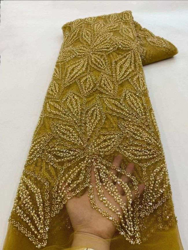 5 Yards Beaded Lace Fabric JJ088