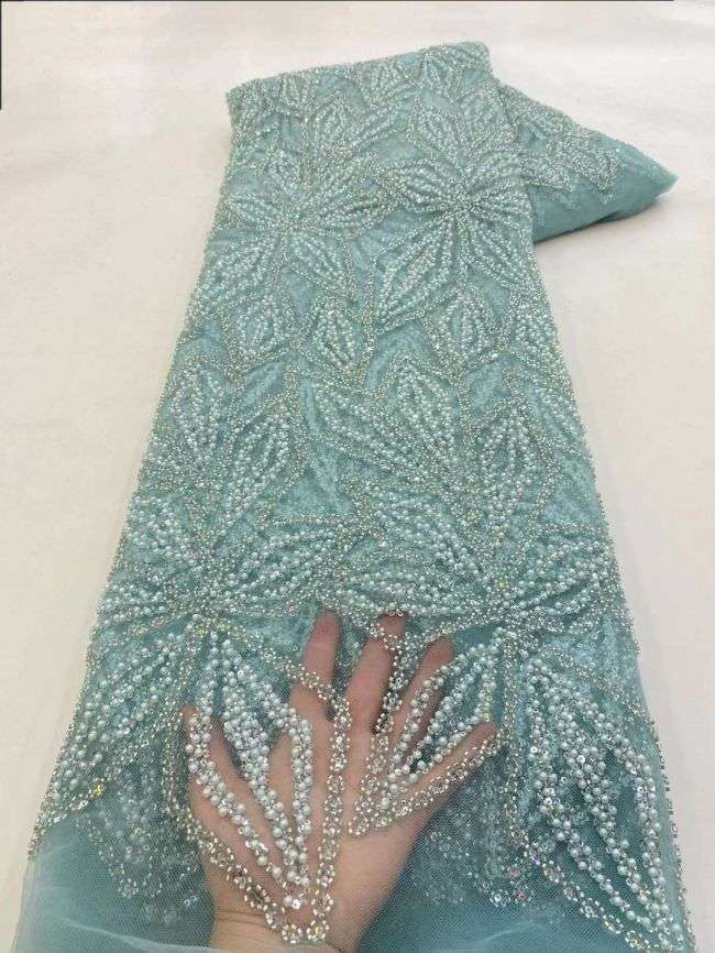 5 Yards Beaded Lace Fabric JJ088