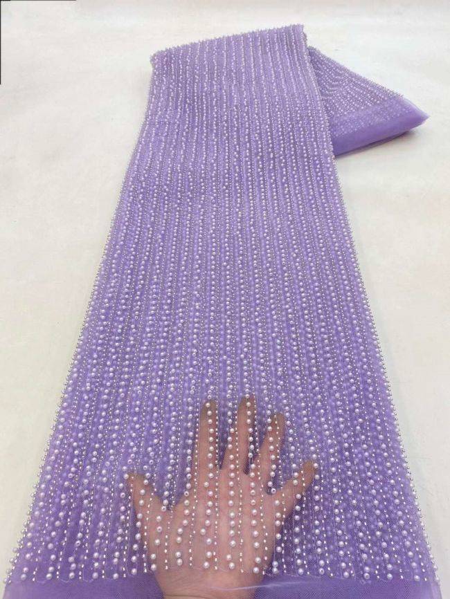 5 Yards Beaded Lace Fabric JJ090