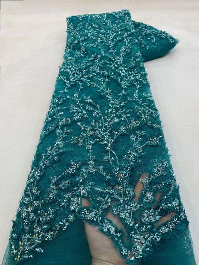 5 Yards Beaded Lace Fabric JJ089