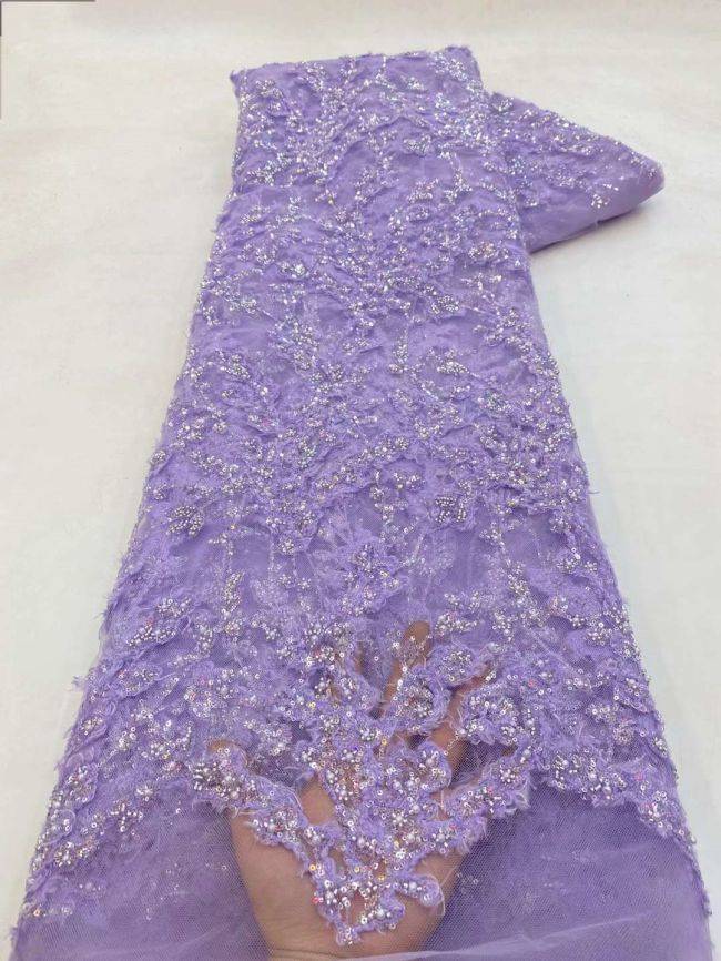 5 Yards Beaded Lace Fabric JJ089