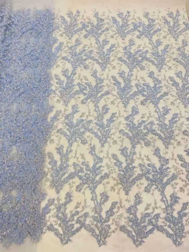 5 Yards Beaded Lace Fabric JJ089