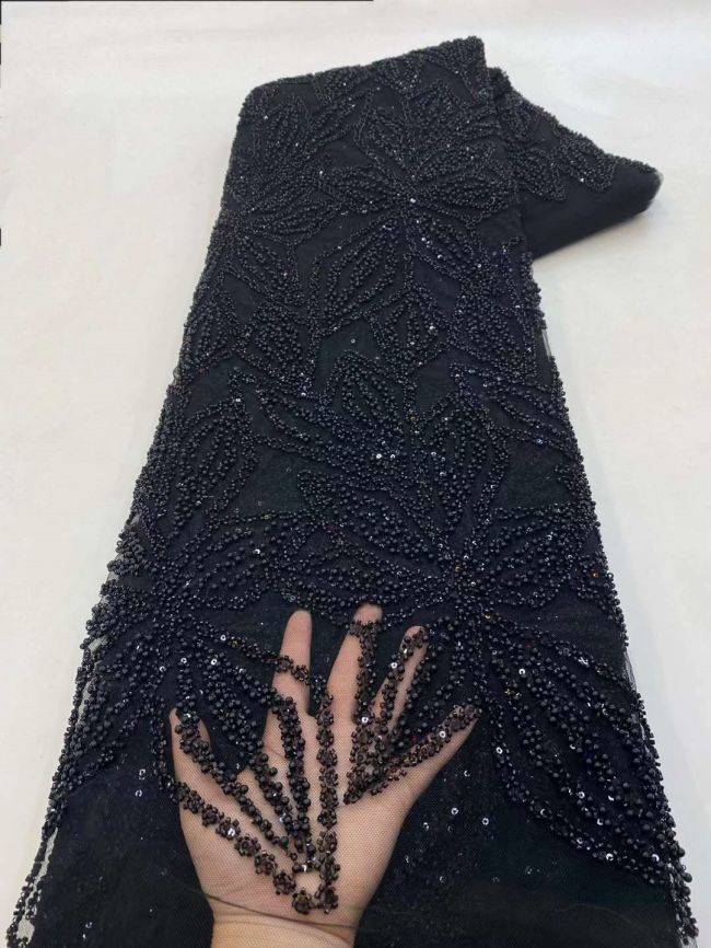 5 Yards Beaded Lace Fabric JJ088