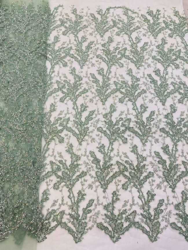 5 Yards Beaded Lace Fabric JJ089