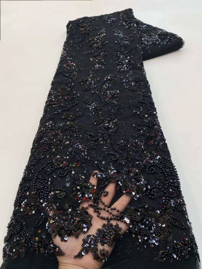 5 Yards Beaded Lace Fabric JJ086