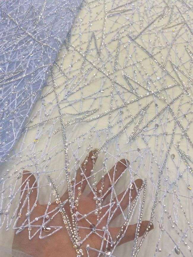 5 Yards Beaded Lace Fabric