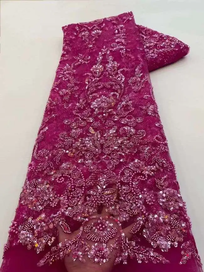 5 Yards Beaded Lace Fabric ITM JJ086,Lace Fabrics