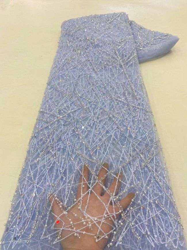 5 Yards Beaded Lace Fabric JJ084