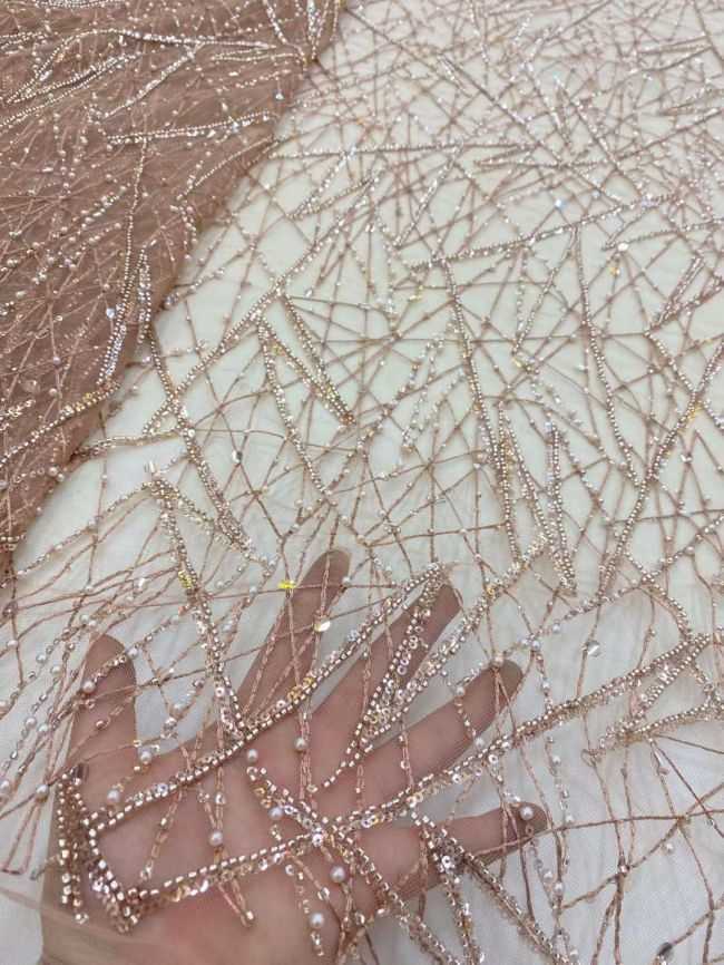 5 Yards Beaded Lace Fabric