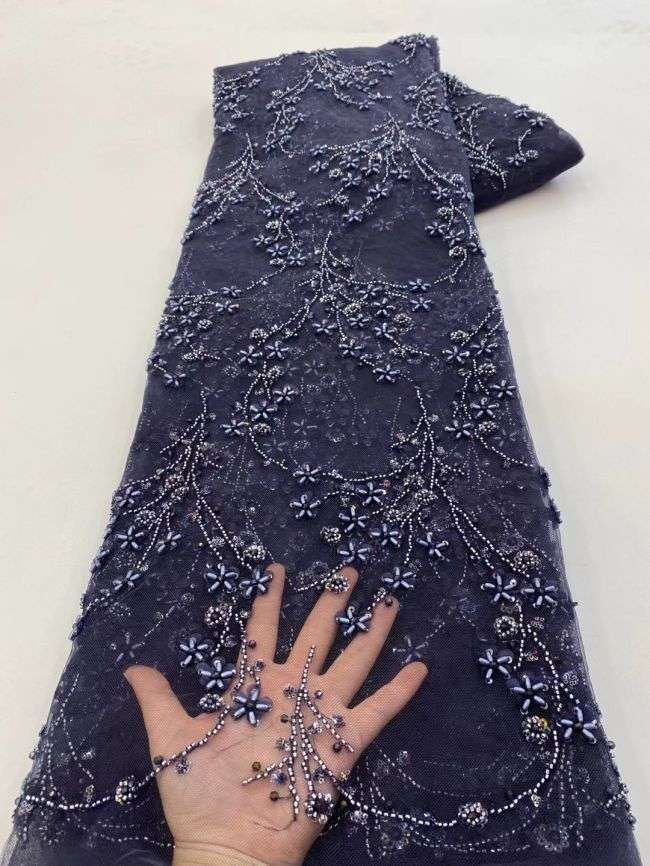 5 Yards Beaded Lace Fabric JJ080