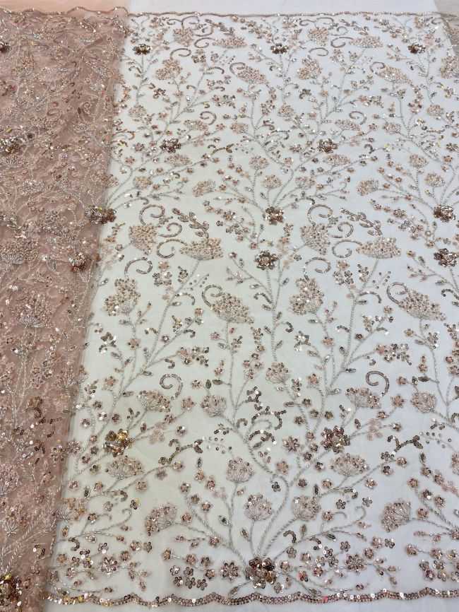 5 Yards Beaded Lace Fabric JJ117