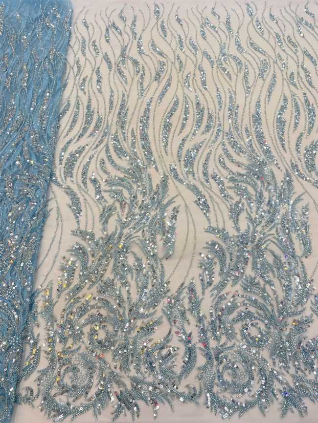 5 Yards Beaded Lace Fabric JJ114