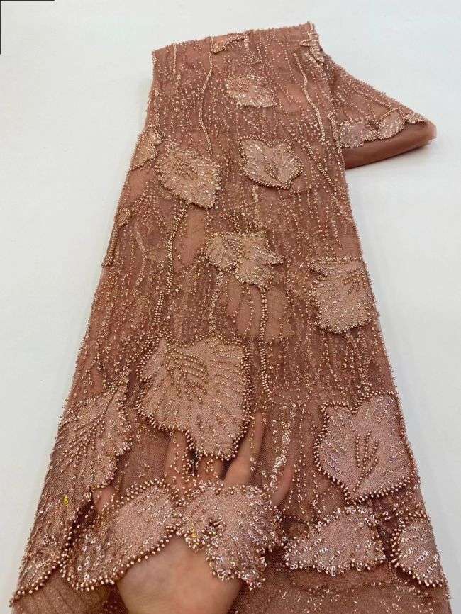 5 Yards Beaded Lace Fabric JJ104