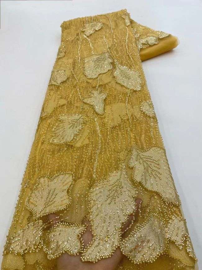 5 Yards Beaded Lace Fabric JJ104