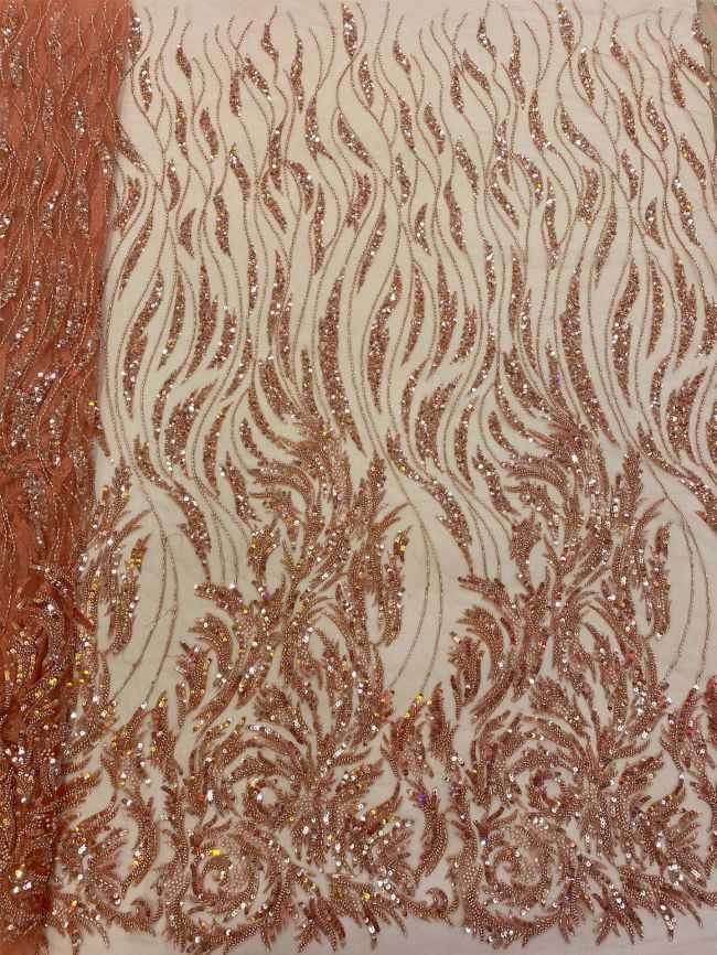 5 Yards Beaded Lace Fabric JJ114