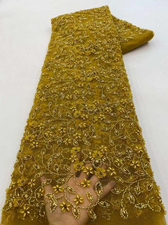 5 Yards Beaded Lace Fabric JJ107