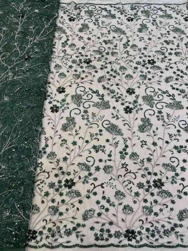5 Yards Beaded Lace Fabric JJ117