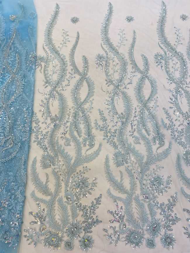 5 Yards Beaded Lace Fabric JJ112