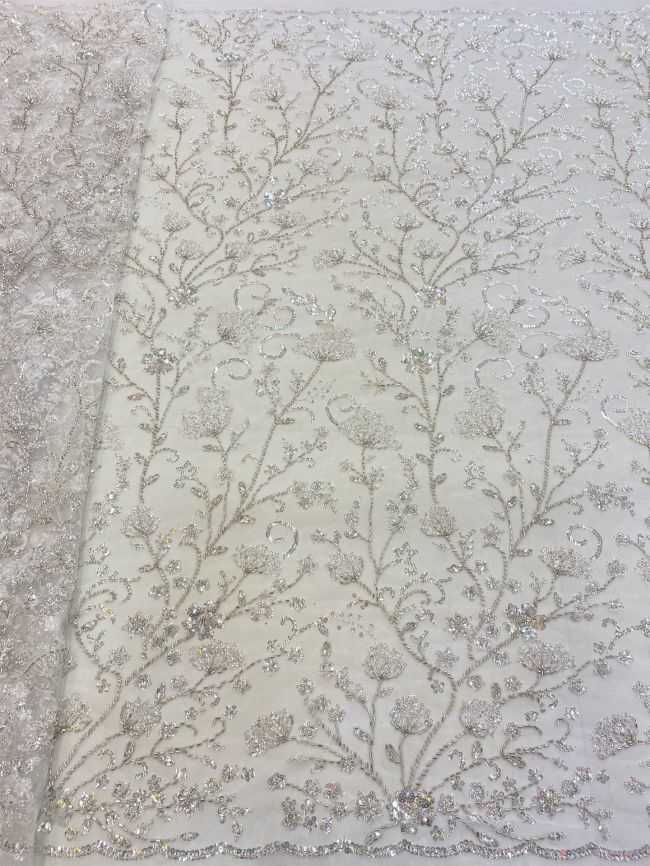 5 Yards Beaded Lace Fabric JJ117