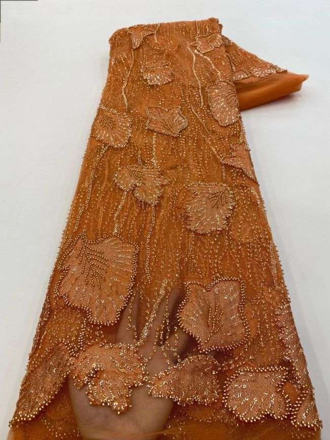5 Yards Beaded Lace Fabric JJ104