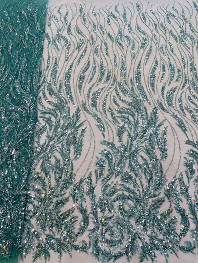 5 Yards Beaded Lace Fabric JJ114