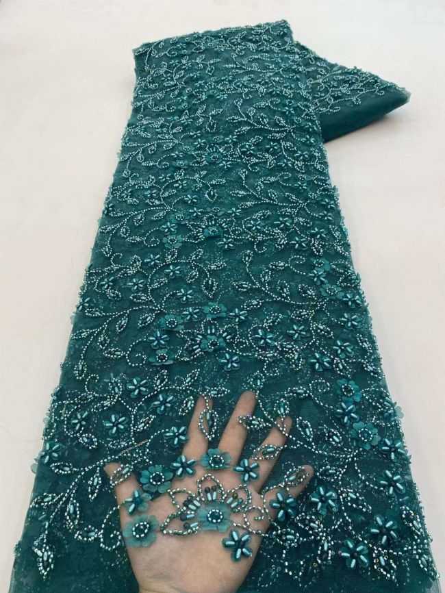 5 Yards Beaded Lace Fabric JJ107