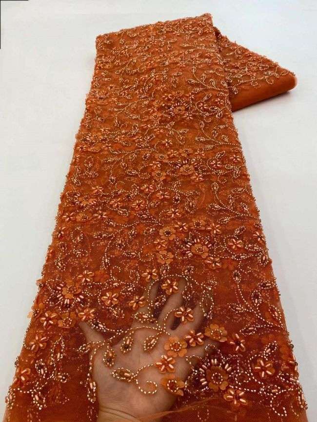5 Yards Beaded Lace Fabric JJ107