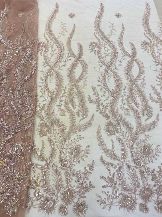 5 Yards Beaded Lace Fabric JJ112