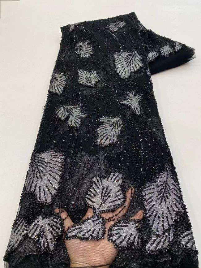 5 Yards Beaded Lace Fabric JJ104