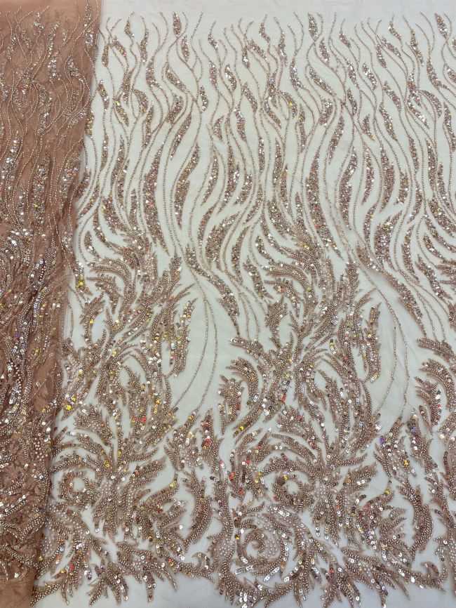 5 Yards Beaded Lace Fabric JJ114