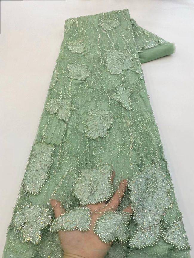 5 Yards Beaded Lace Fabric JJ104