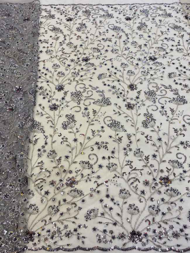 5 Yards Beaded Lace Fabric JJ117