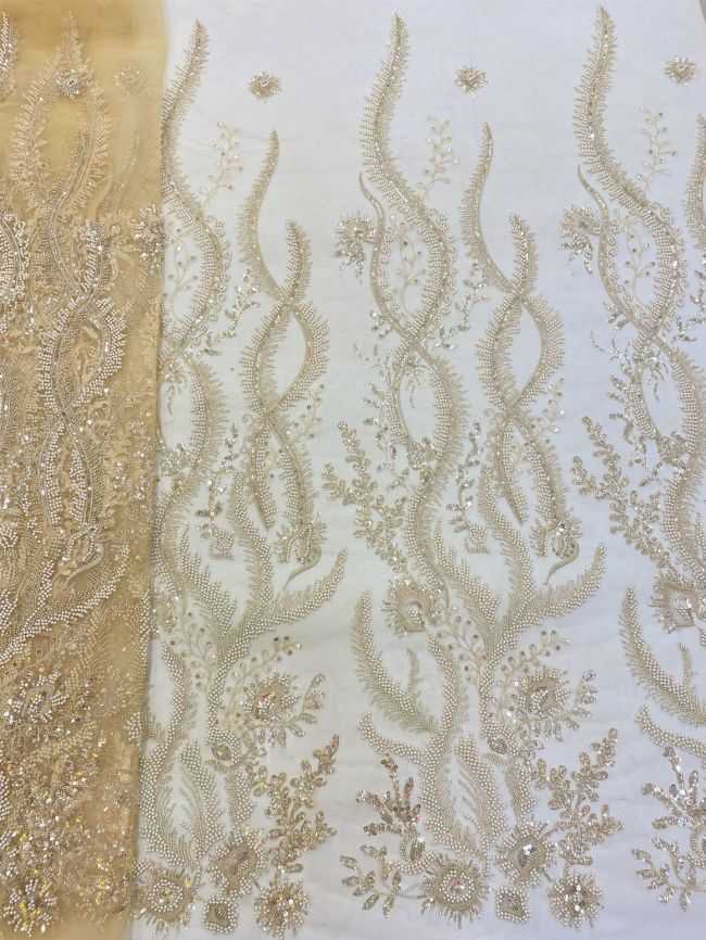 5 Yards Beaded Lace Fabric JJ112