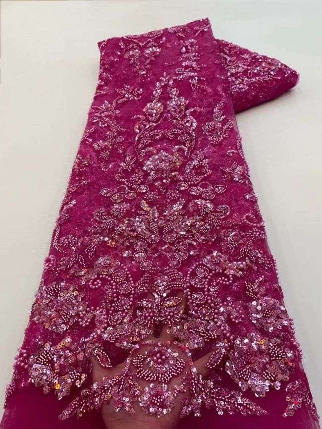 5 Yards Beaded Lace Fabric JJ086