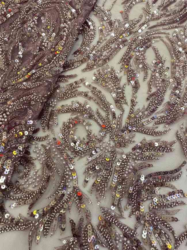 5 Yards Beaded Lace Fabric JJ114