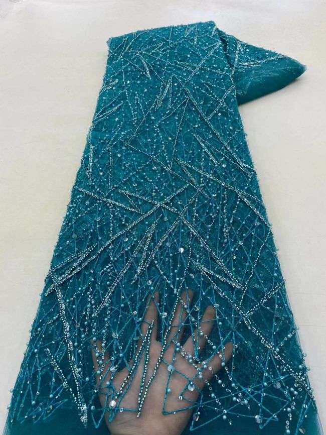 5 Yards Beaded Lace Fabric JJ084
