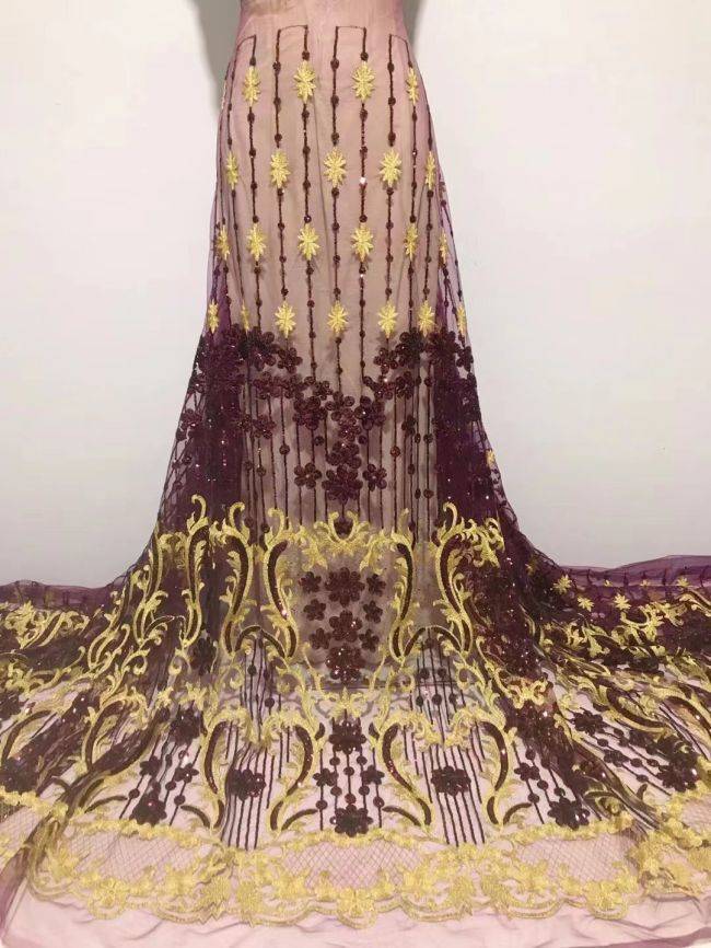 5 Yards Sequin Lace Fabric JX292