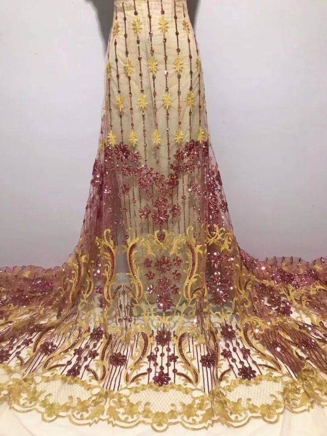 5 Yards Sequin Lace Fabric JX292