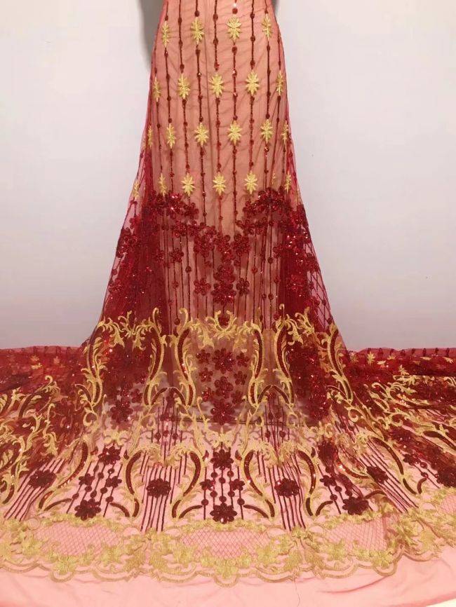 5 Yards Sequin Lace Fabric JX292