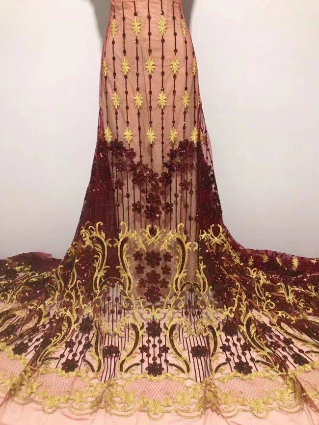 5 Yards Sequin Lace Fabric JX292