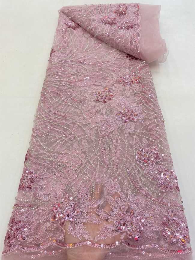 5 Yards Beaded Lace Fabric