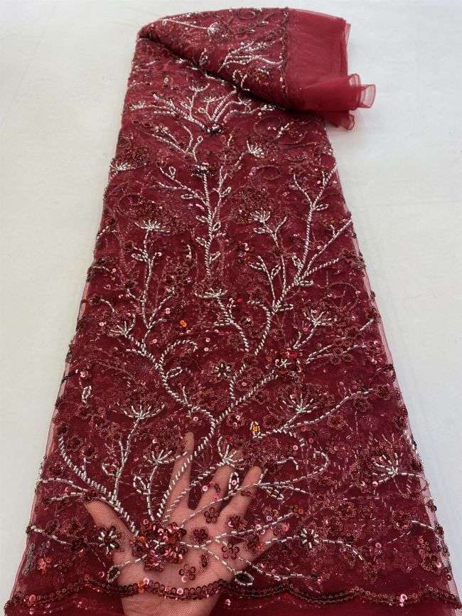 5 Yards Beaded Lace Fabric
